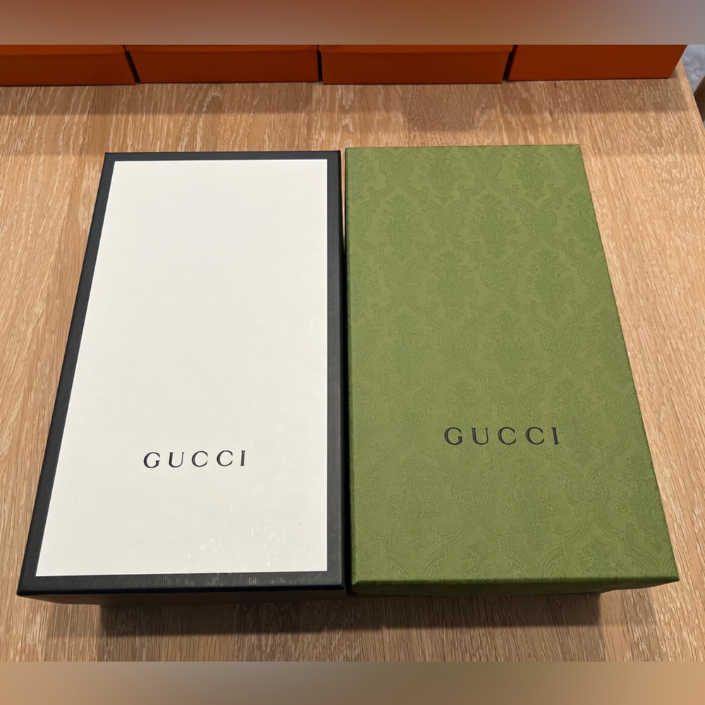 Two Gucci Shoe Boxes with Dustbags